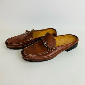 Cole Haan Women's Casual Leather Mules Loafers Slip On Brown Shoes Size 8B